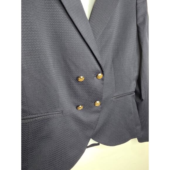Cremieux navy blue cotton blend double breasted suit jacket blazer - 10 - career - Picture 3 of 6